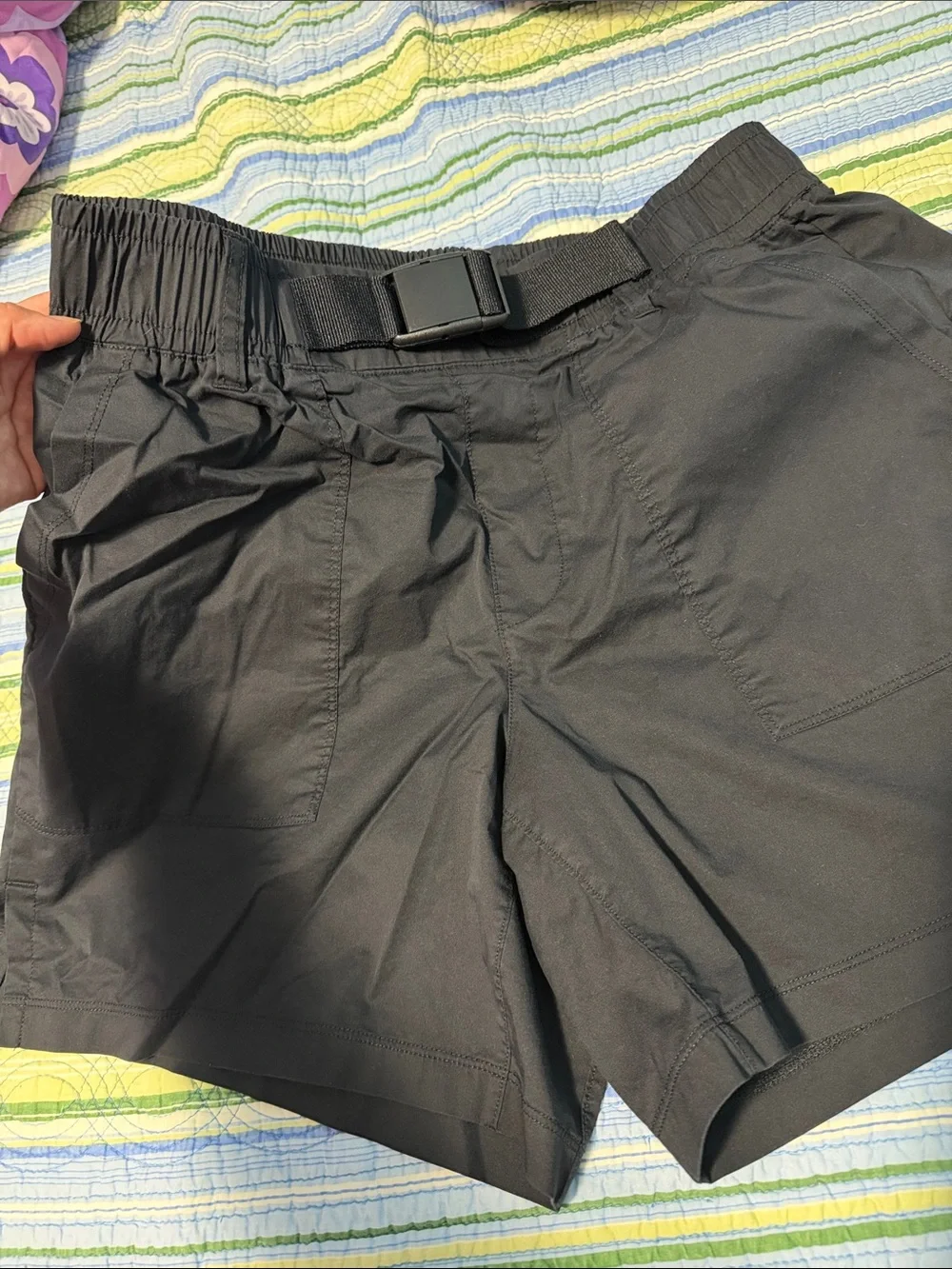 Mondetta Black Athletic Shorts with Integrated Web Belt